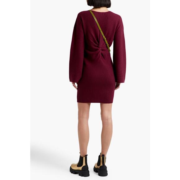 Naadam Womens Twisted Ribbed Wool And Cashmere-Blend Mini Dress Pink XS NWT - Picture 10 of 10